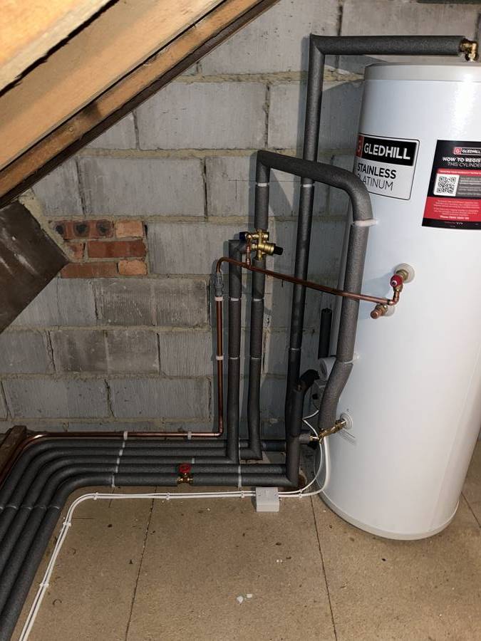 Gledhill cylinder — loft installation